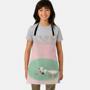 Delantal Relajando el gatito en la sala de estar