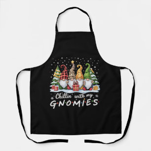 Delantal Relajándome con mis gnomos amigos de Navidad famil