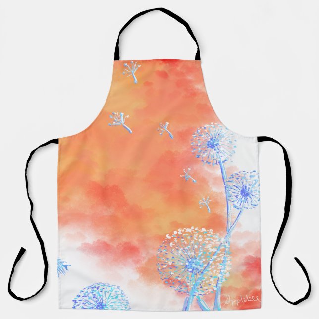Delantal Reloj de candelión contra las nubes naranjas de co (Anverso)