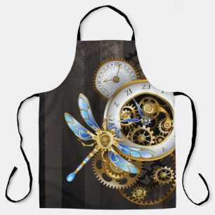 Delantal Reloj de vapor con libélula mecánica