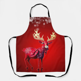 Delantal Reno de Navidad Rojo Fiestas de Invierno