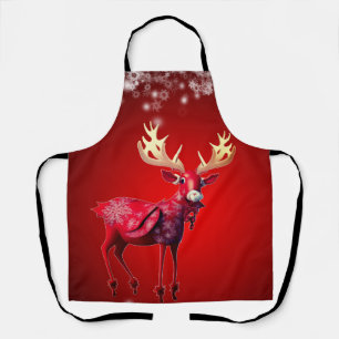Delantal Reno de Navidad Rojo Fiestas de Invierno