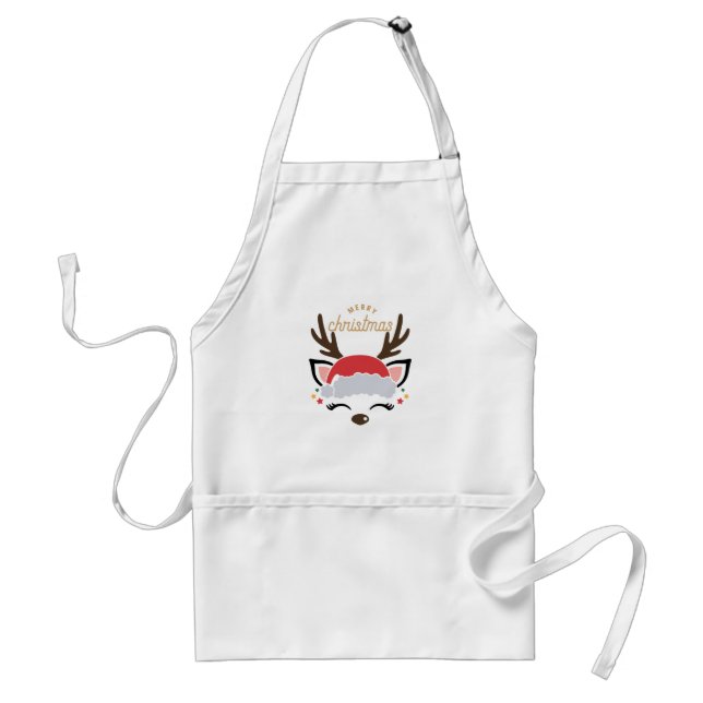 Delantal Reno lindo - Feliz Navidad Apron Adulto (Frente)