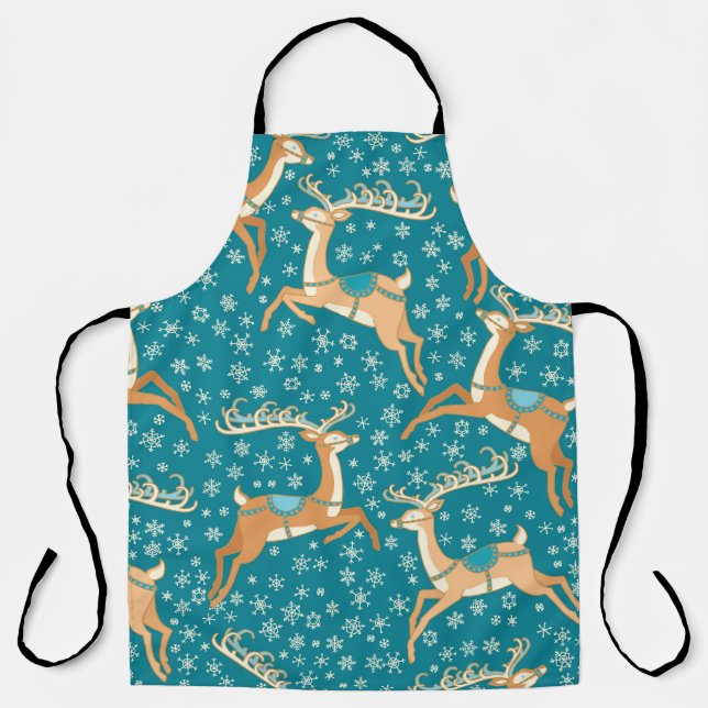 Delantal Reno navidad: Vintage Seamless Pattern. (Anverso)