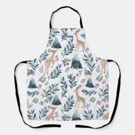 Delantal Renos acuarelas en los Navidades forestales