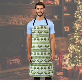 Delantal Renos nórdicos y copos de nieve