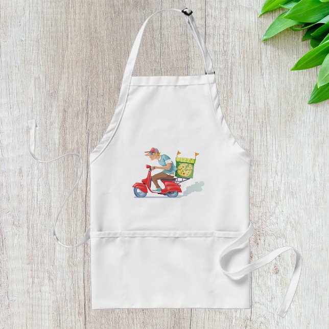 Delantal Repartidor de Pizza en Scooter Rojo (Subido por el creador)