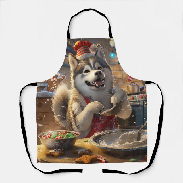 Delantal Repostería Navideña con Alaskan Malamute: Navidad  (Anverso)