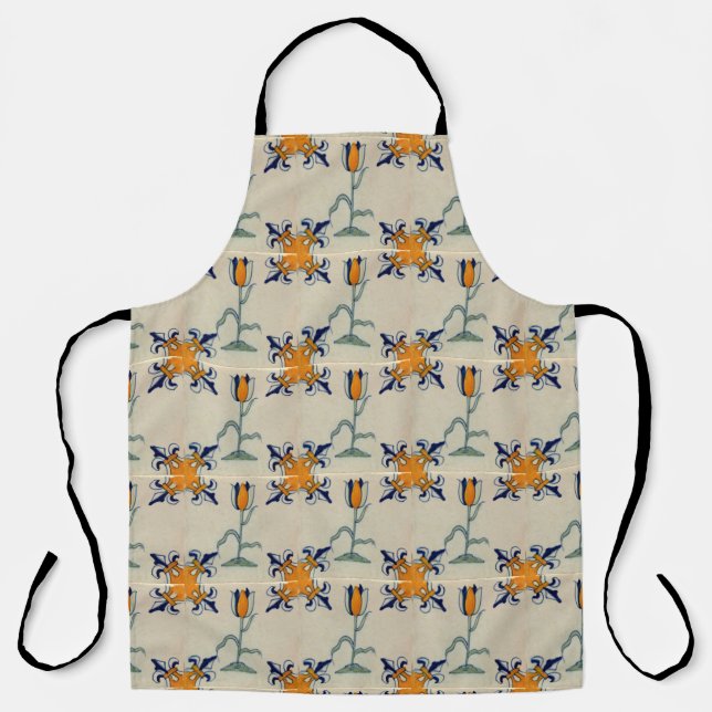 Delantal Repro Tile Tradicional De Tulipán Amarillo Delft (Anverso)
