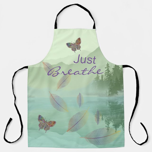 Delantal Respira las hojas mariposa Montaña Verde (Anverso)