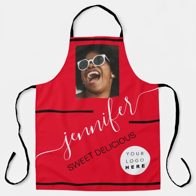 Delantal Restaurante Cakes Coffe Shop Foto Logo Red Moderno (Anverso)
