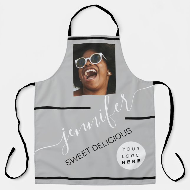 Delantal Restaurante Cakes Coffe Shop Photo Logo Gray (Anverso)