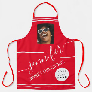 Delantal Restaurante Catering Photo Logo Coffee Shop Red