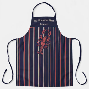 Delantal Restaurante Langosta Navy Azul y Raya Roja