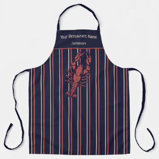 Delantal Restaurante Langosta Navy Azul y Raya Roja