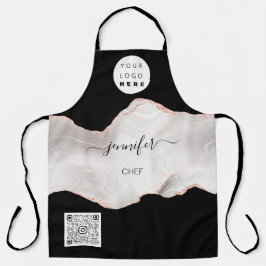 Delantal Restaurante Logo Panadería Rosa de Mármol de Paste