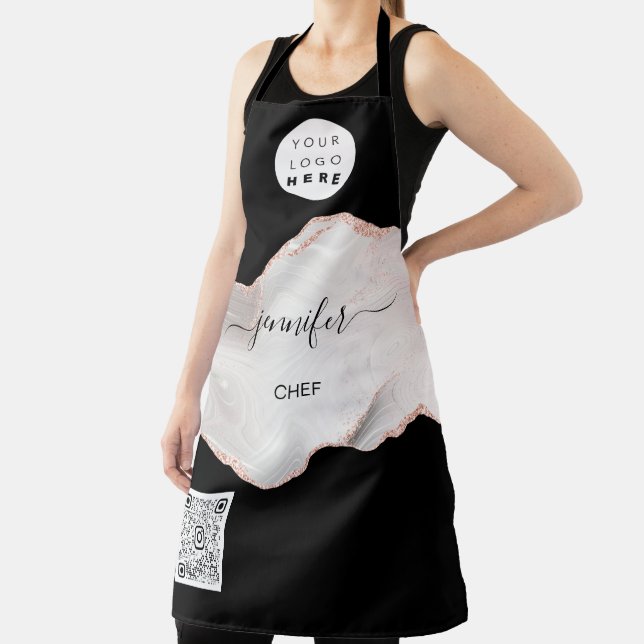 Delantal Restaurante Logo Panadería Rosa de Mármol de Paste (in situ)