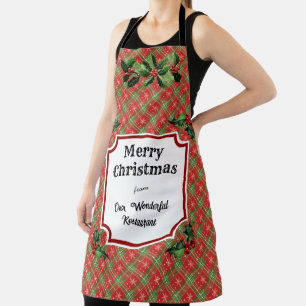 Delantal Restaurante personalizado Navidades Red Plaid