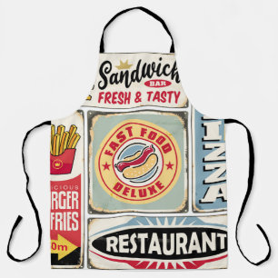 Delantal Restaurantes de comida rápida y cenas retro señale