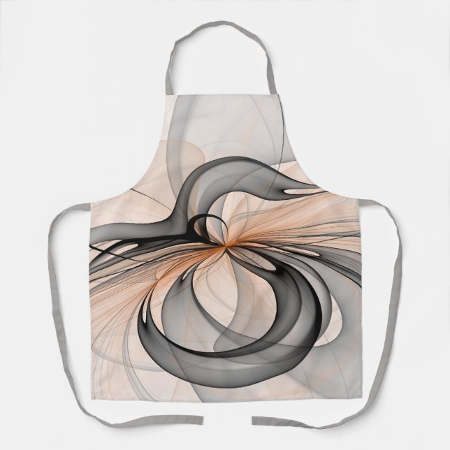 Delantal Resumen Antracita Grey Siena Arte Fractal Moderno (Anverso)