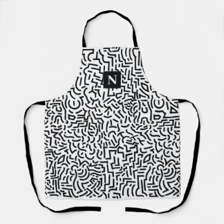 Delantal Resumen Apron del patrón blanco negro sin foco