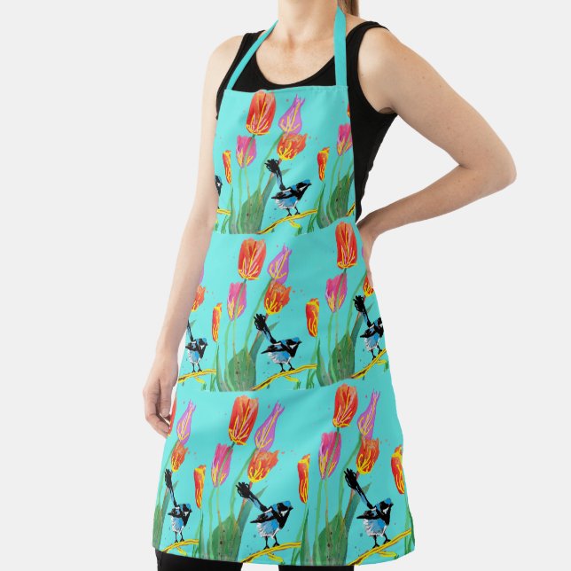 Delantal Resumen Aves Aves Apron Blue Wren Australia (in situ)