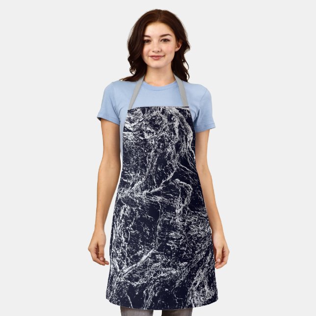 Delantal Resumen azul/blanco (Gastado)