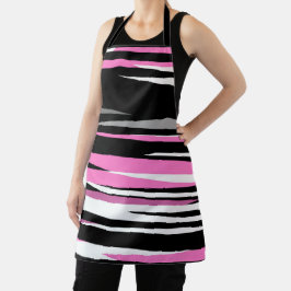 Delantal Resumen blanco y negro rosado