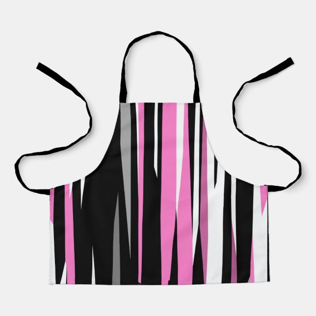 Delantal Resumen blanco y negro rosado (Anverso)
