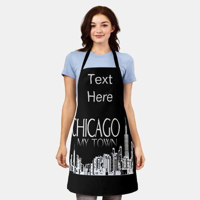Delantal Resumen Chicago Design añadir texto, Apron (Gastado)