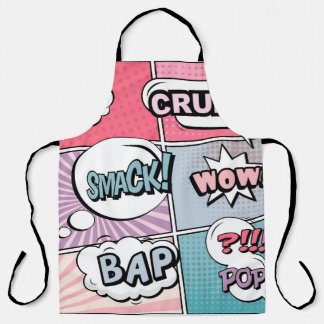 Delantal Resumen concepto creativo comic pop art style blan