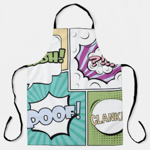 Delantal Resumen concepto creativo comic pop art style blan