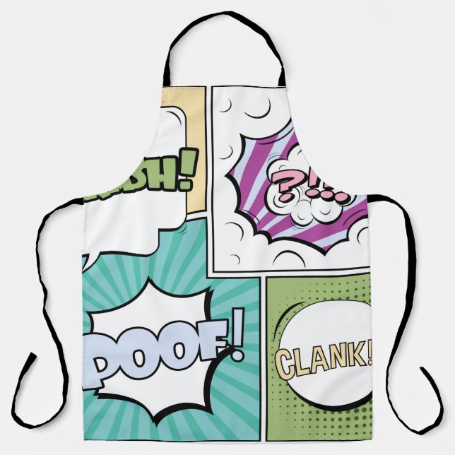 Delantal Resumen concepto creativo comic pop art style blan (Anverso)