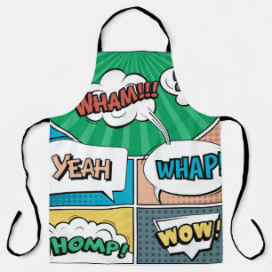 Delantal Resumen concepto creativo comic pop art style blan
