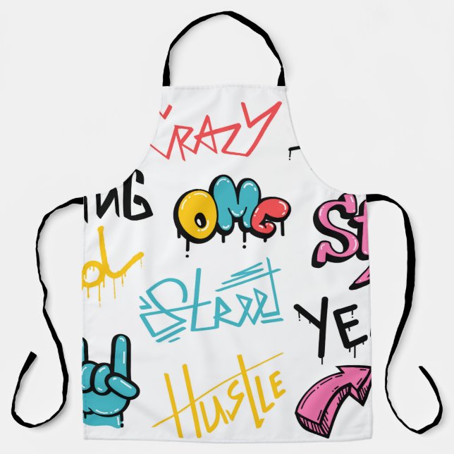 Delantal Resumen de elementos de letras de graffiti calleje (Anverso)