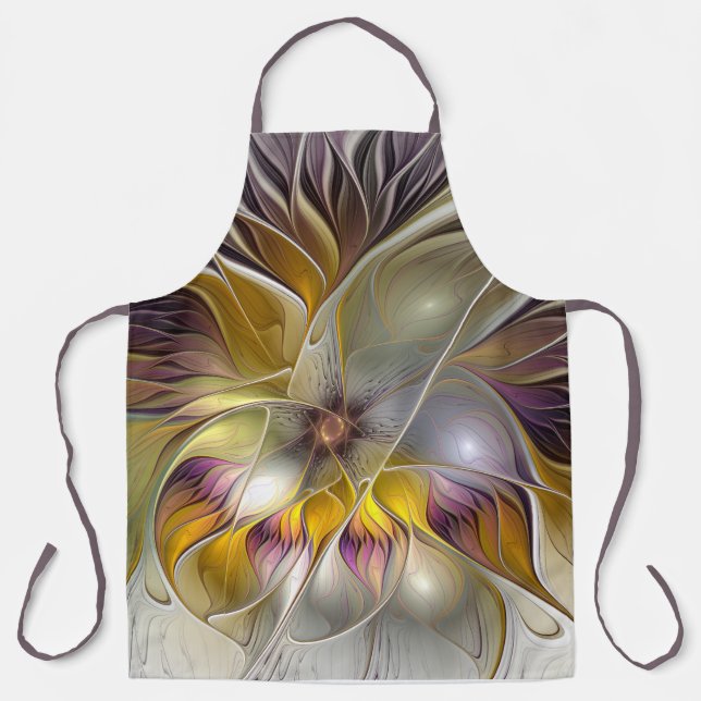 Delantal Resumen de fantasía colorida Flor Fractal Moderno (Anverso)