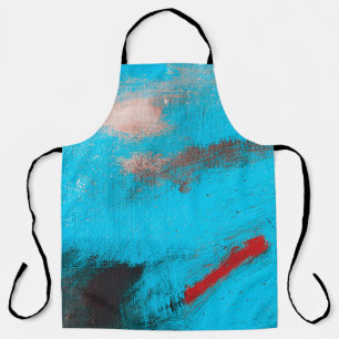 Delantal Resumen de fondo artístico, pintura, fino, azul, l