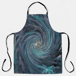 Delantal Resumen de Guay Retro Negro y Verde azulado Swirl 