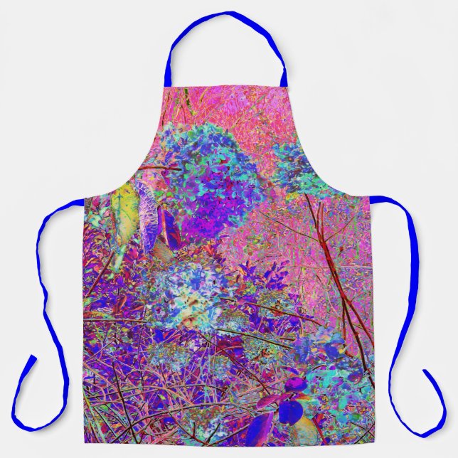 Delantal Resumen de hidrangea púrpura y azul con magenta (Anverso)