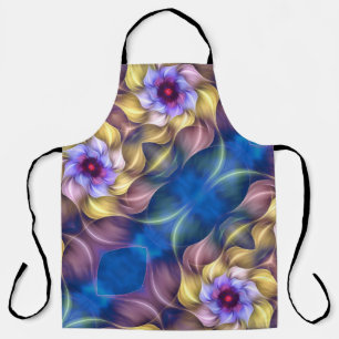 Delantal Resumen de la Flor Fractal Blue Pastel