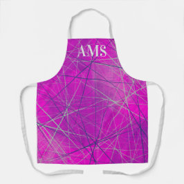 Delantal Resumen de líneas de red púrpura y rosa