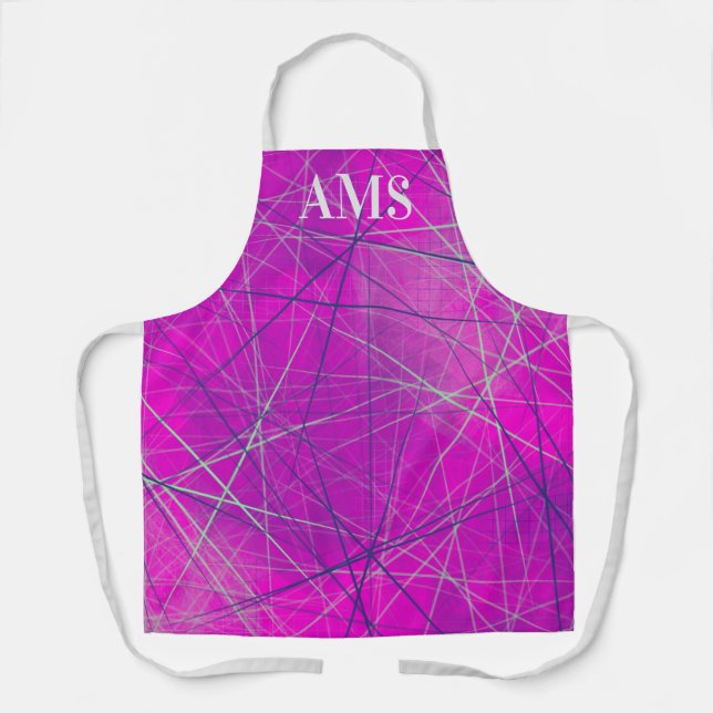 Delantal Resumen de líneas de red púrpura y rosa (Anverso)