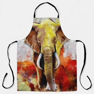 Delantal Resumen de pintura de aceite de elefante moderno