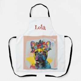 Delantal Resumen de pintura de Bulldog francés floral