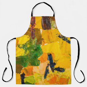 Delantal Resumen de pintura de lona de aceite amarillo
