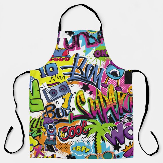 Delantal Resumen de un patrón de historietas impecables con (Anverso)