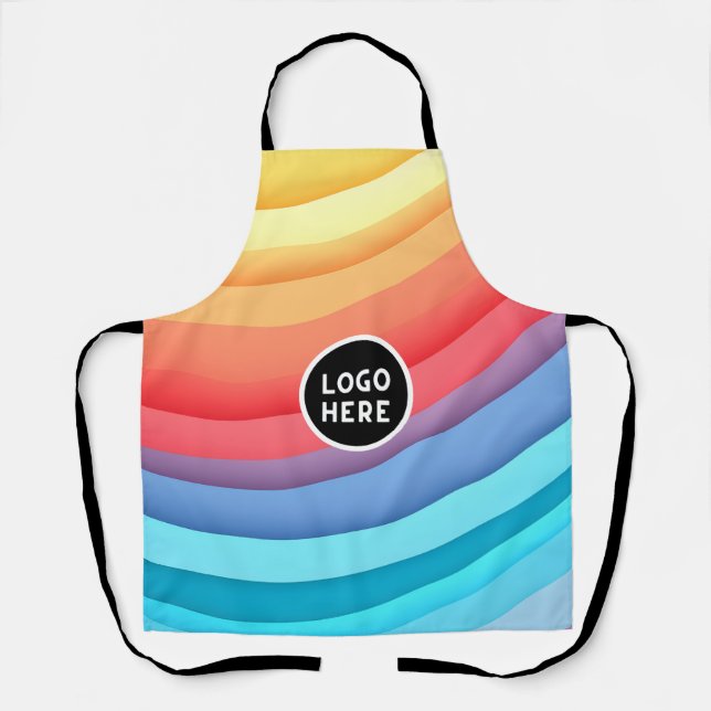 Delantal Resumen de vibrantes olas de arcoiris | Añadir su  (Anverso)