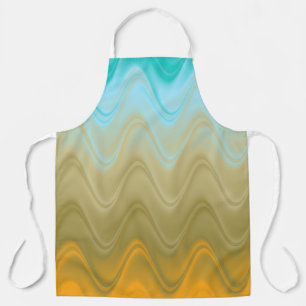 Delantal Resumen del Naranja de Wavy Blue Green