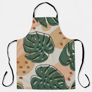 Delantal Resumen del patrón boho monstera. Moderno spa sin 