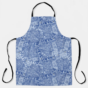 Delantal Resumen Denim Pockets Parchwork Seamless Pattern